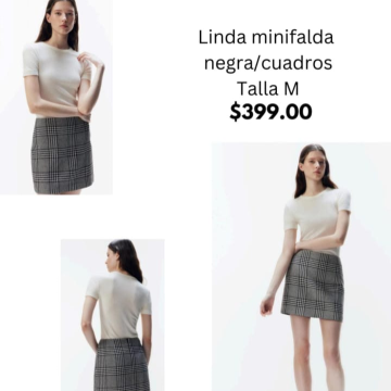 Mini falda negra de cuadros